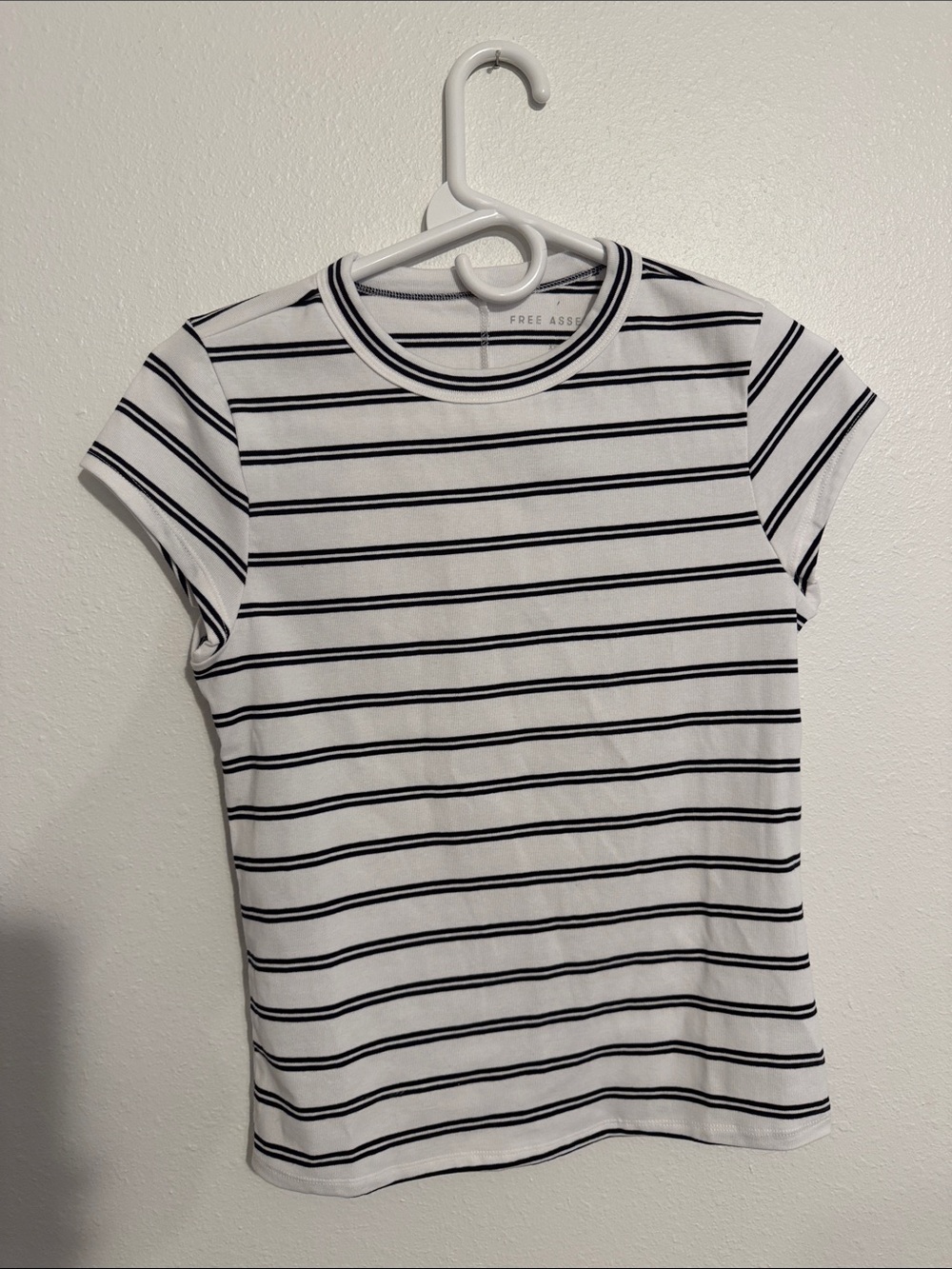 Free Assembly White Tee with Black Stripes